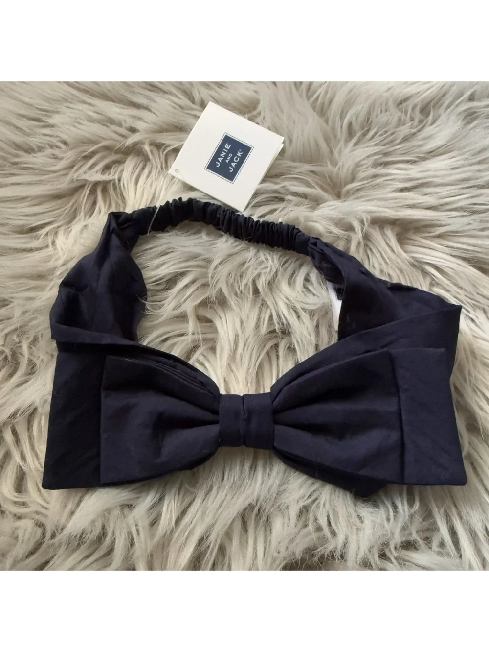 JANIE AND JACK Navy Bow Headband One Size 100% Cotton NWT